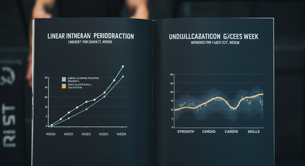Infografik zum Vergleich von linearer und wellenförmiger Crosstraining Periodisierung.