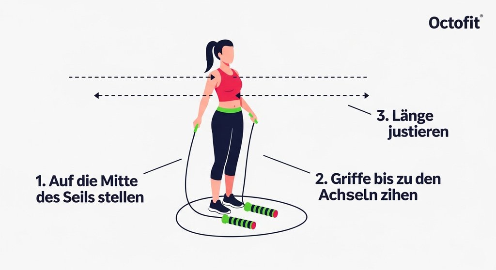 Infografik zur Einstellung der korrekten Springseillänge für Double Unders.