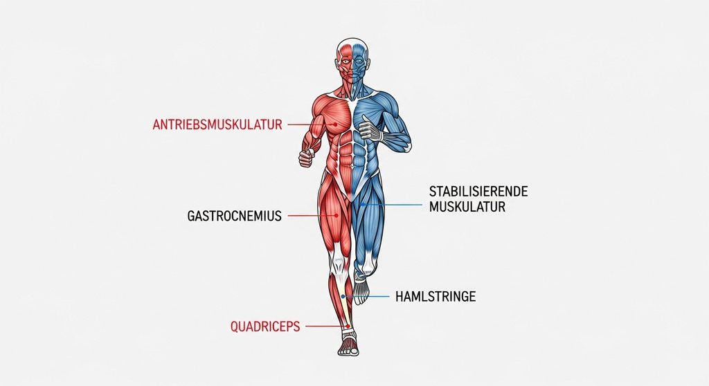 Infografik zur Wirkung von Crosstraining auf die Muskulatur von Ausdauersportlern.