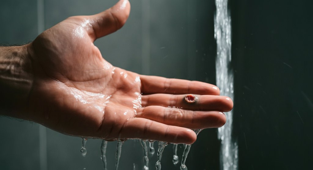 Korrekte Wundversorgung einer aufgerissenen Hand zur schnellen Heilung und um Infektionen zu vermeiden.