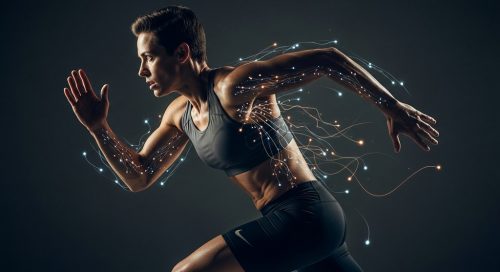 Nahaufnahme eines Athleten in voller Anstrengung, der die physiologischen Effekte von HIIT symbolisiert. Nahaufnahme eines Athleten in voller Anstrengung, der die physiologischen Effekte von HIIT symbolisiert.