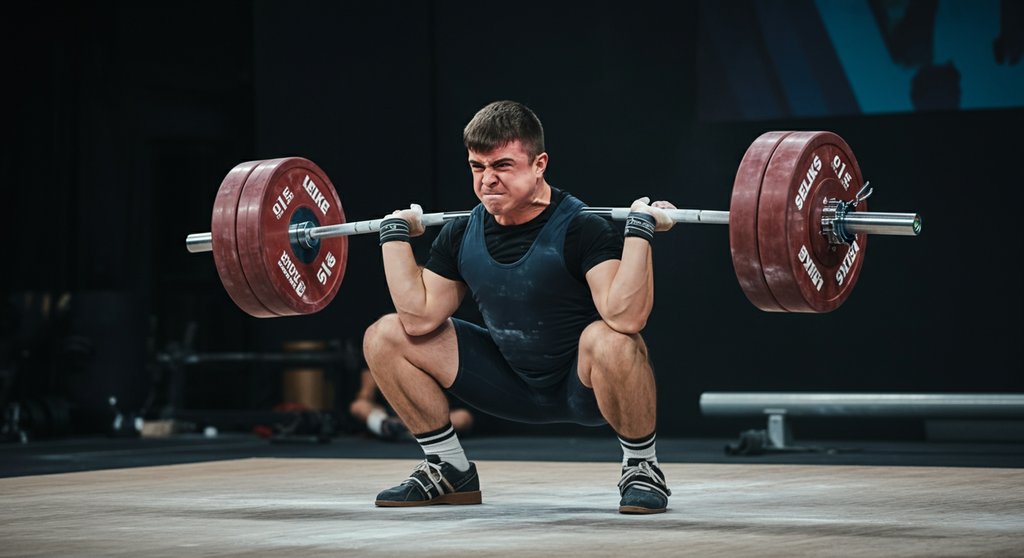 Schnelles abtauchen unter die Hantel in die Catch-Position des Snatch.