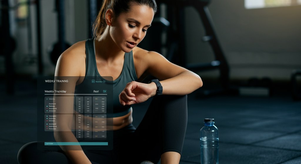 Sportlerin plant ihre Trainingswoche mit dem Crosstrainer für smarte Regeneration.