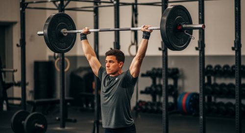 Thruster Übung in der finalen Phase der Bewegung