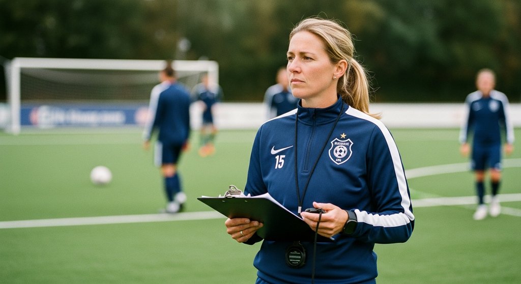 Trainerin plant eine HIIT-Einheit für ihre Fußballmannschaft.