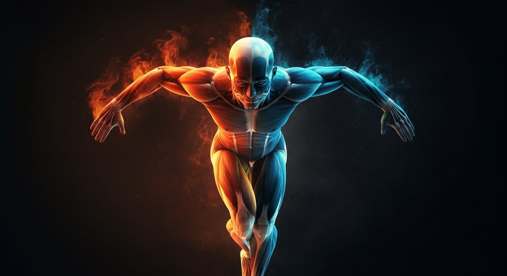 Zweigeteilte hormonelle Reaktion auf HIIT-Training mit Stress- und Wachstumshormonen.